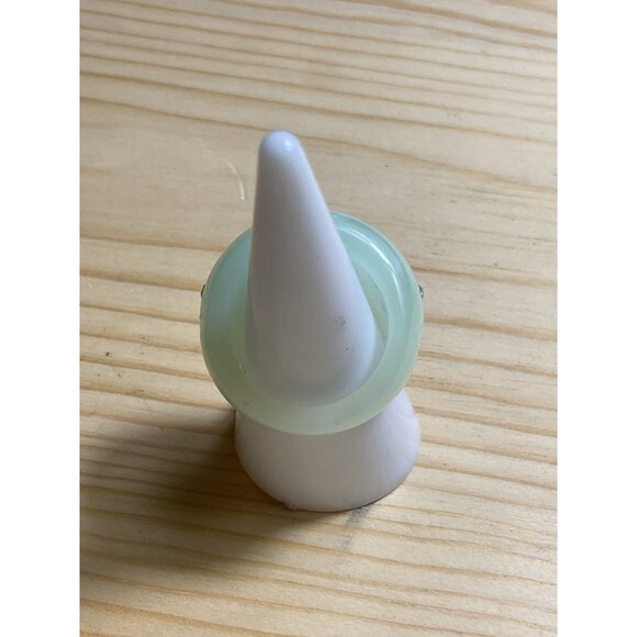 Wide Band Green Resin Ring With Rhinestone Accents - Picture 4 of 5